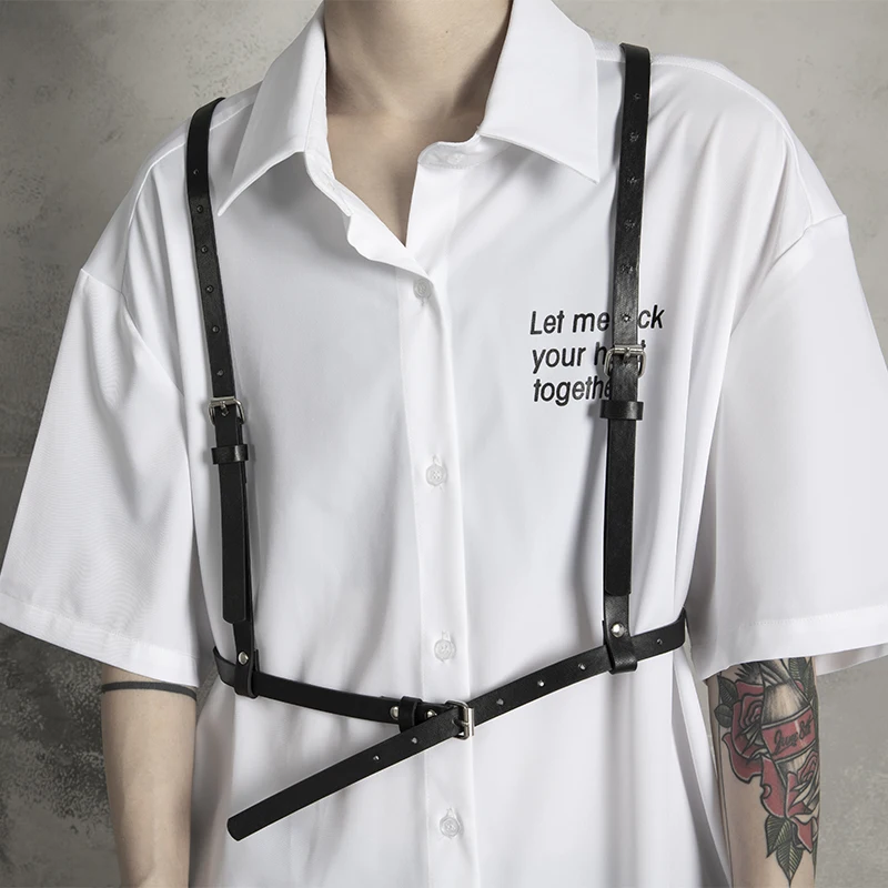 Кожаный ремень в стиле панк с регулируемой металлической пряжкой | Багаж и сумки