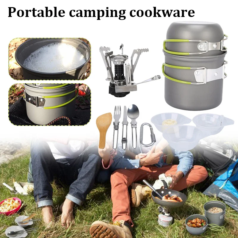 

Уличная портативная посуда для кемпинга на 1-2 человека, устойчивая к высоким температурам, удобная в помещении и на улице ZJ55