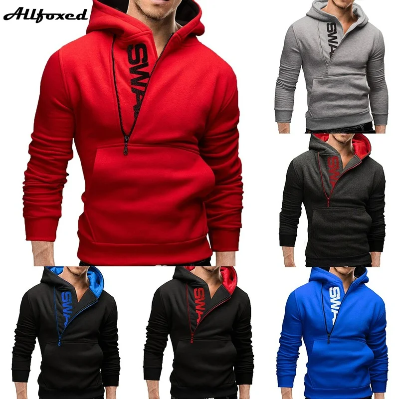 

Men's Tracksuits Sports Hoodie Men Slant Zipper Letter Long Sleeve Sweatshirt Fashion Men's Clothing Slim Zipper Decoration Coat