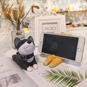 new cute dog desktop tablet and phone holder cartoon animal bracket shaking sound live lazy phone charging bracket universal free global shipping