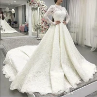 long sleeveless muslim wedding dress 2019 with hijab lace appliqued midwest applique sweep train bridal gowns vestido de novia