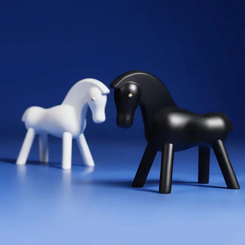 

Northern Europe simple black and white pony living room study children's room resin ornaments shop soft decoration handicraft re