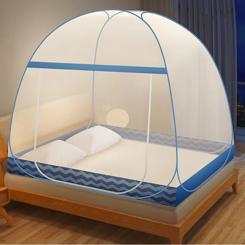 

5 Size Blue Mosquito Net Canopy Bed Curtains Student Single Door Mongolian Yurt Mosquito Net Folding Netting Bed Tent Home Decor