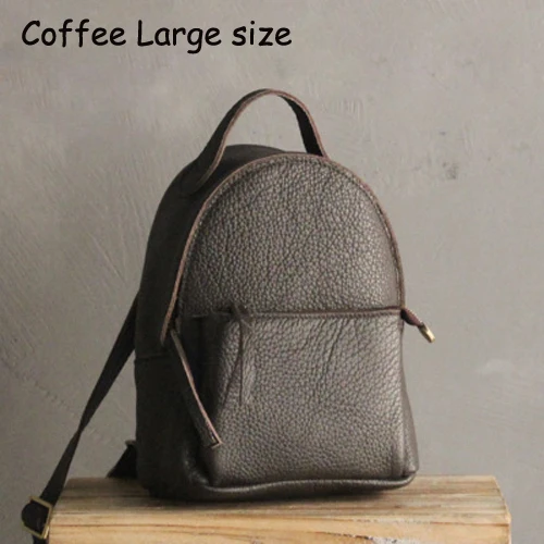 Coffee (Large) Дизайнерский маленький женский рюкзак из натуральной кожи высокого качества из воловьей кожи для девочек, мини-школьные сумки, модная популярная сумка через плечо - Цвет: Coffee (Large)