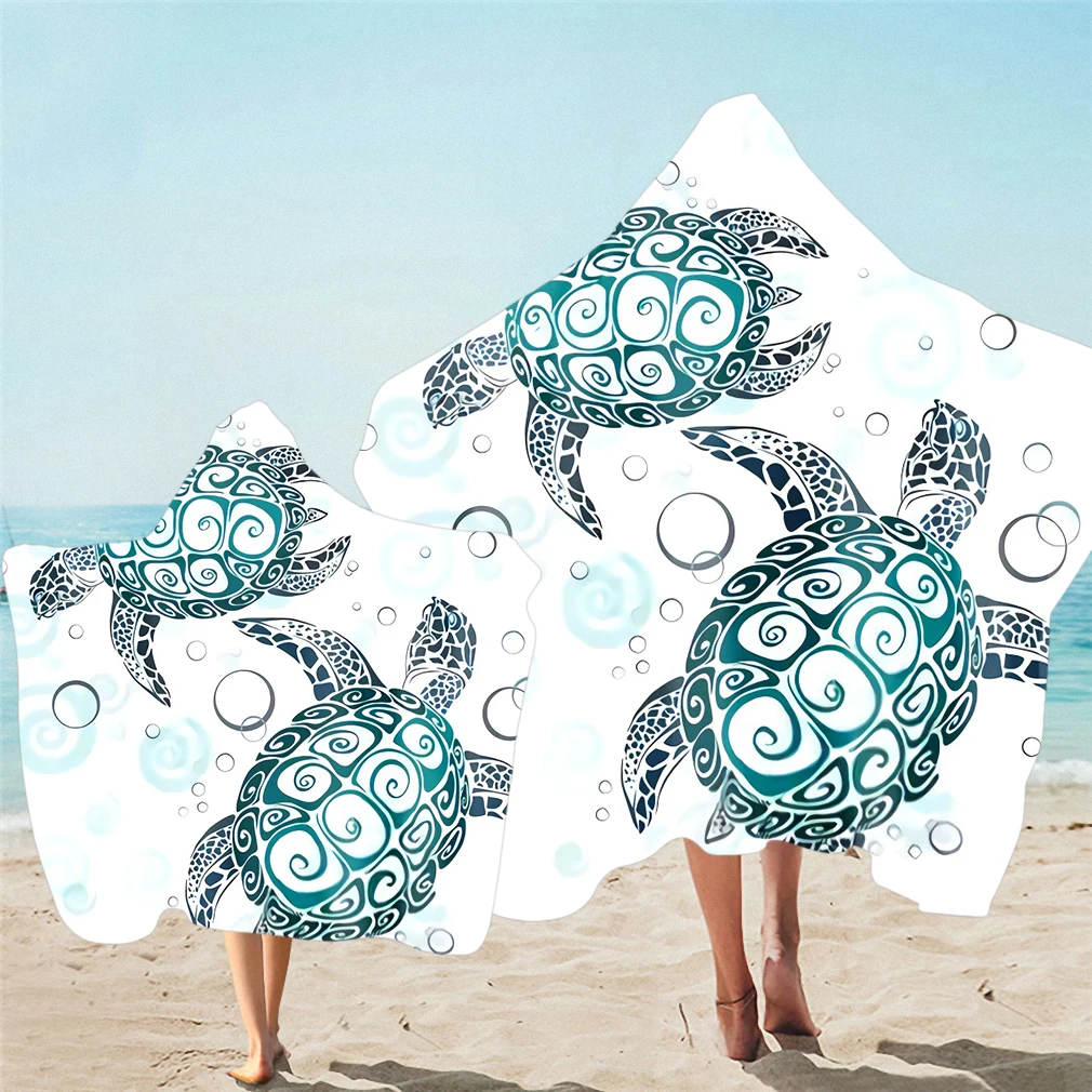 Bathroom Tortoise Adult Towel With Hood Marine Animal Wearable Towel Toalla Microfibra
