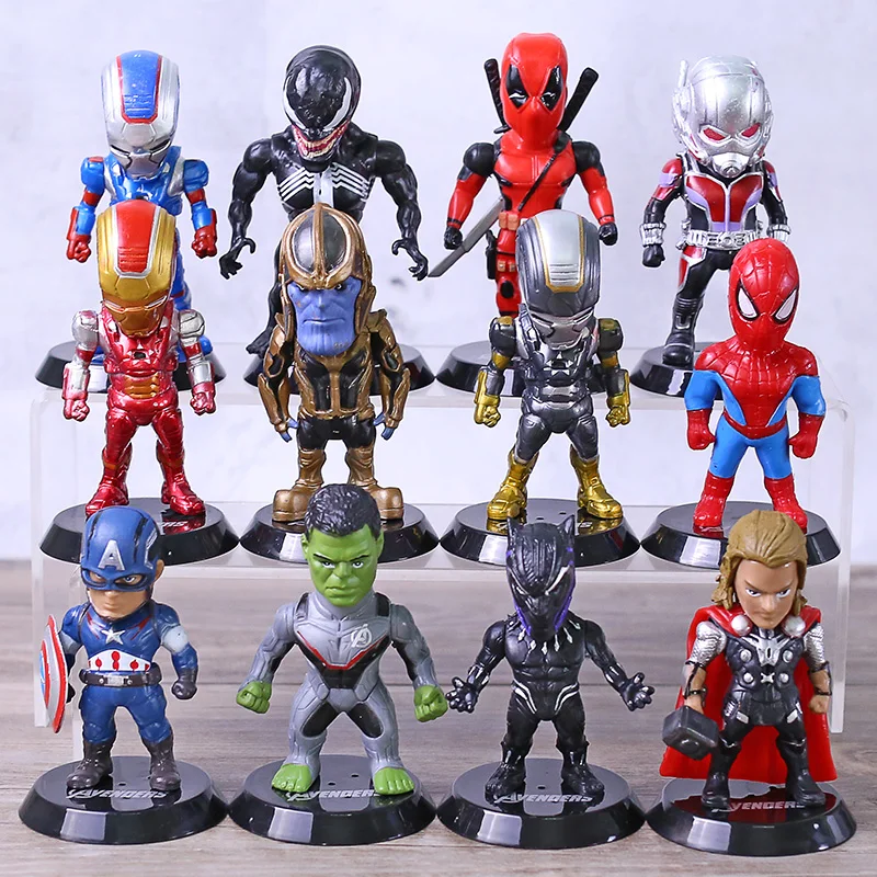 

Avengers Endgame Iron Man Spiderman Thor Hulk Thanos Ant Man Captain America PVC Figures Toys 12pcs/set