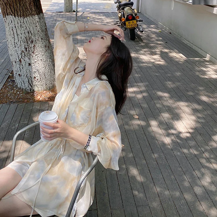 

Suit Long Sleeve Sunscreen Shirt Wide Leg Shorts Two Piece Summer Suit Summer Clothes Women Sets Clothes Fashion Women
