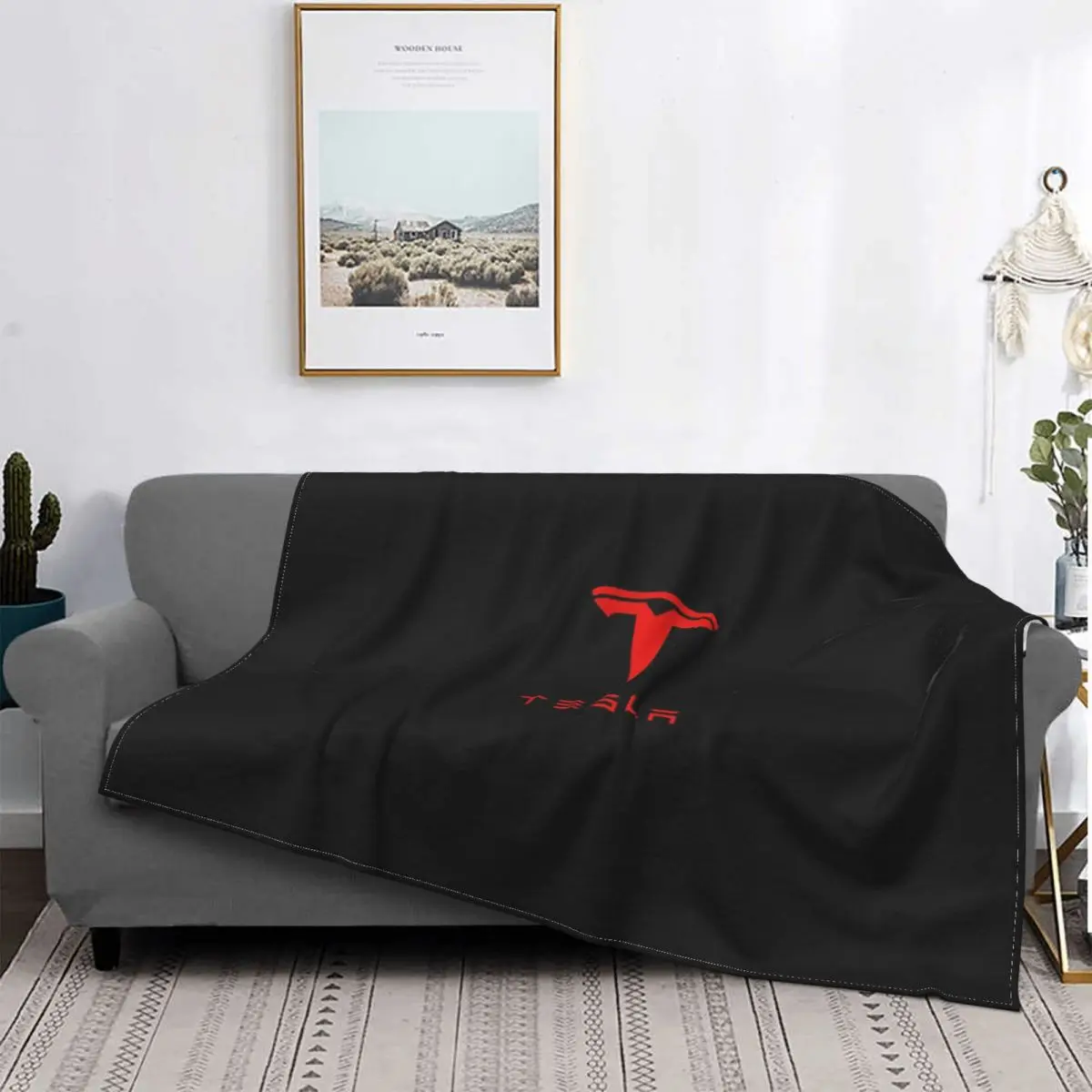 

Manta Tesla para cama, cubrecama a cuadros, toalla de playa, Colcha para cama