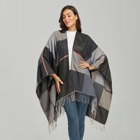 luxury brand winter warm plaid ponchos and capes for women oversized shawls wraps cashmere pashmina scarf female bufanda mujer