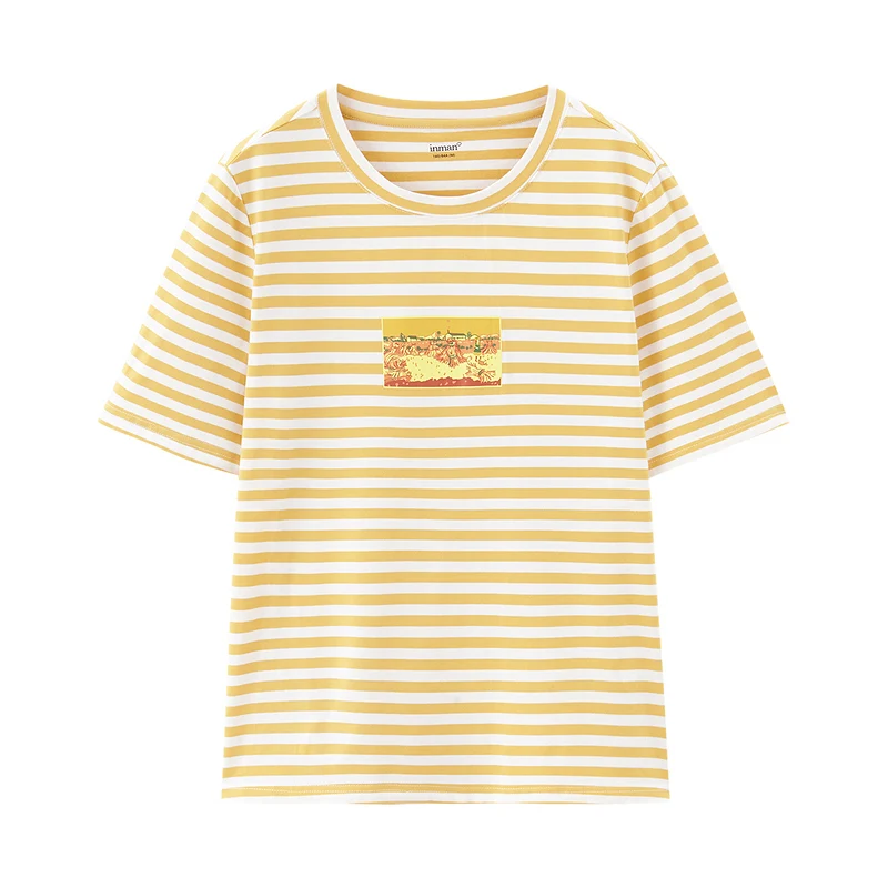 

INAMN Summer Artsy Stripped T-Shirt Women Causal Style Top Tee
