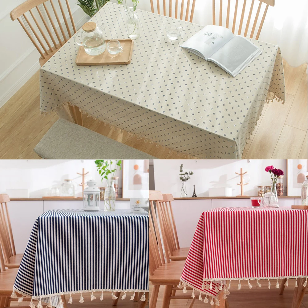 Прямоугольная скатерть из хлопка и льна с цветочным принтом|Скатерти| |