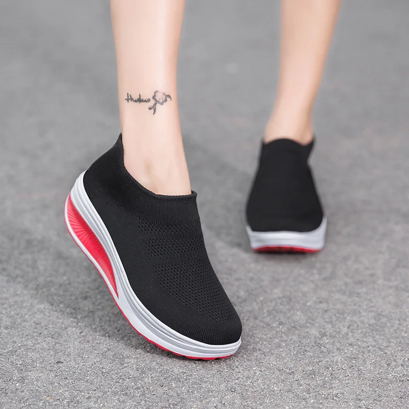 Plus Size 43 Shoes for Woman Sneakers 2022 New Stretch Fabric Breathable Flat Platform Shoes Women Round Toe Zapatos De Mujer