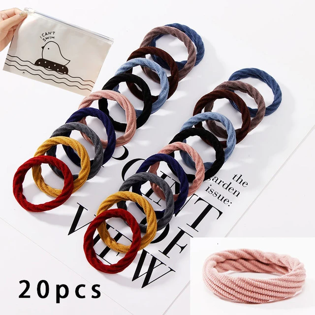 20pcs mix colors 4 10pcs/Set New Women Basic Crude Elastic Hair Bands Ponytail Holder Scrunchie Headband Rubber Bands Fashion Hair Accessories - Цвет: 20pcs mix colors 4