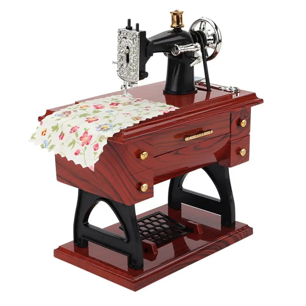 

60% Hot Sales!! Music Box Retro Mechanical ABS Sewing Machine Music Box for Gift