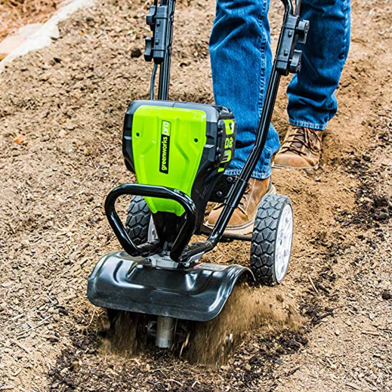 GREENWORKS 82V 10&quot Hand Push Power Tiller/Cultivator Rotary Cropper Small Farm Machinery Walking Cultivator Battery Not Included |
