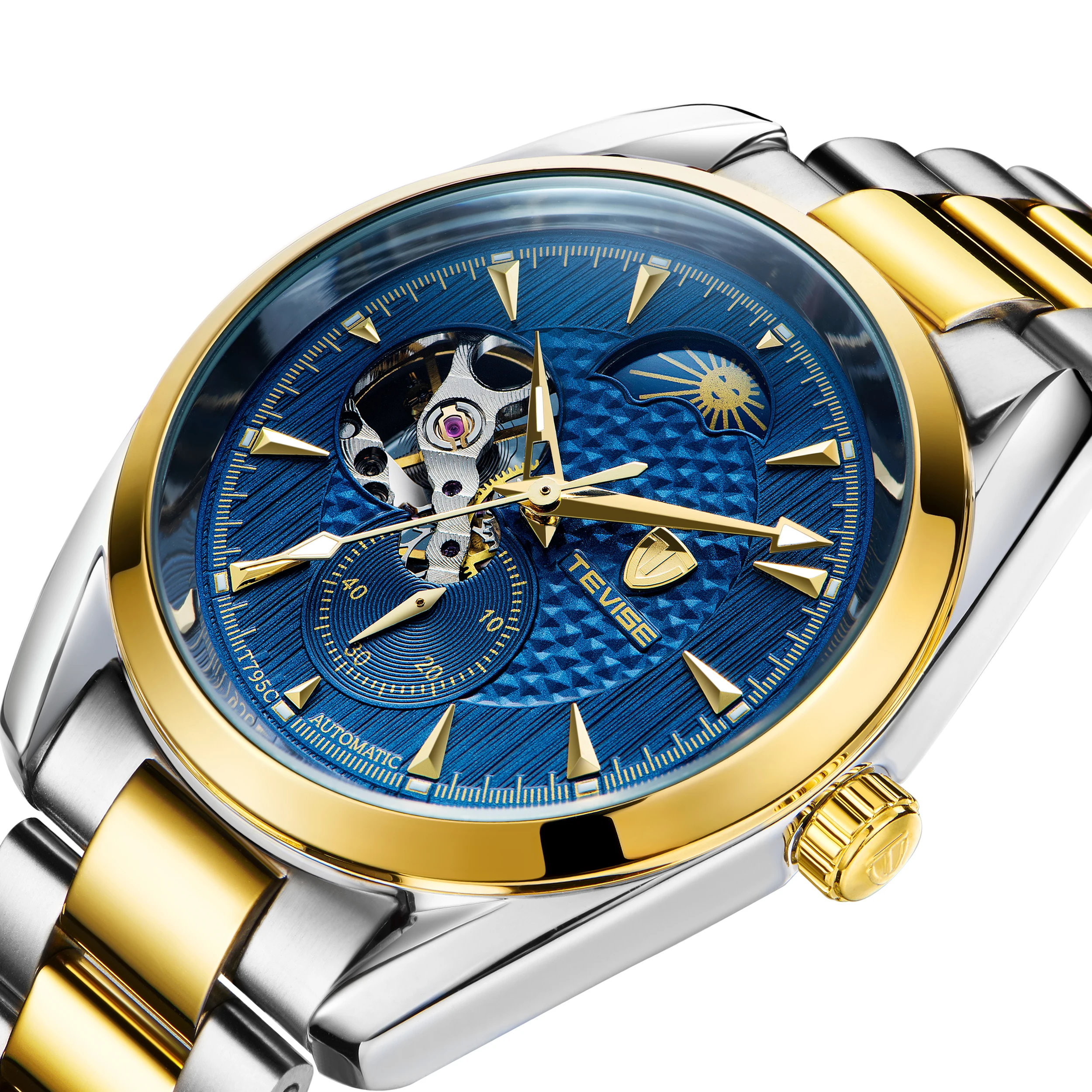 TEVISE мужские часы Tourbillon Moon Phase Роскошные бизнес нержавеющая сталь Лидирующий бренд механические наручные часы автоматические часы relojes
