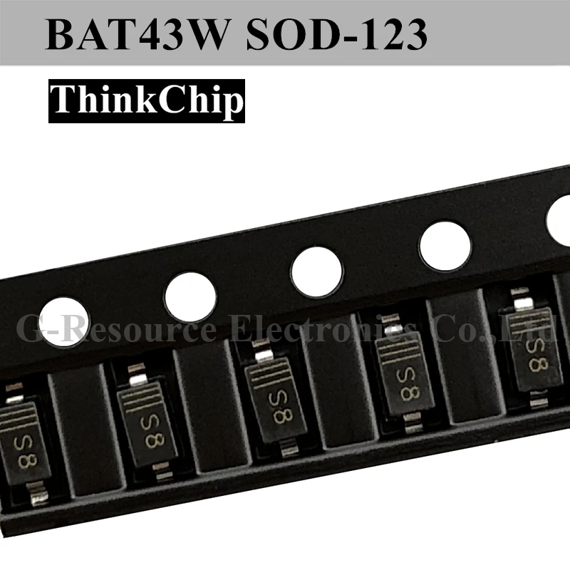 100pcs BAT43W SOD 123 1206 SMD Schottky Diode BAT43 SOD123Marking S8