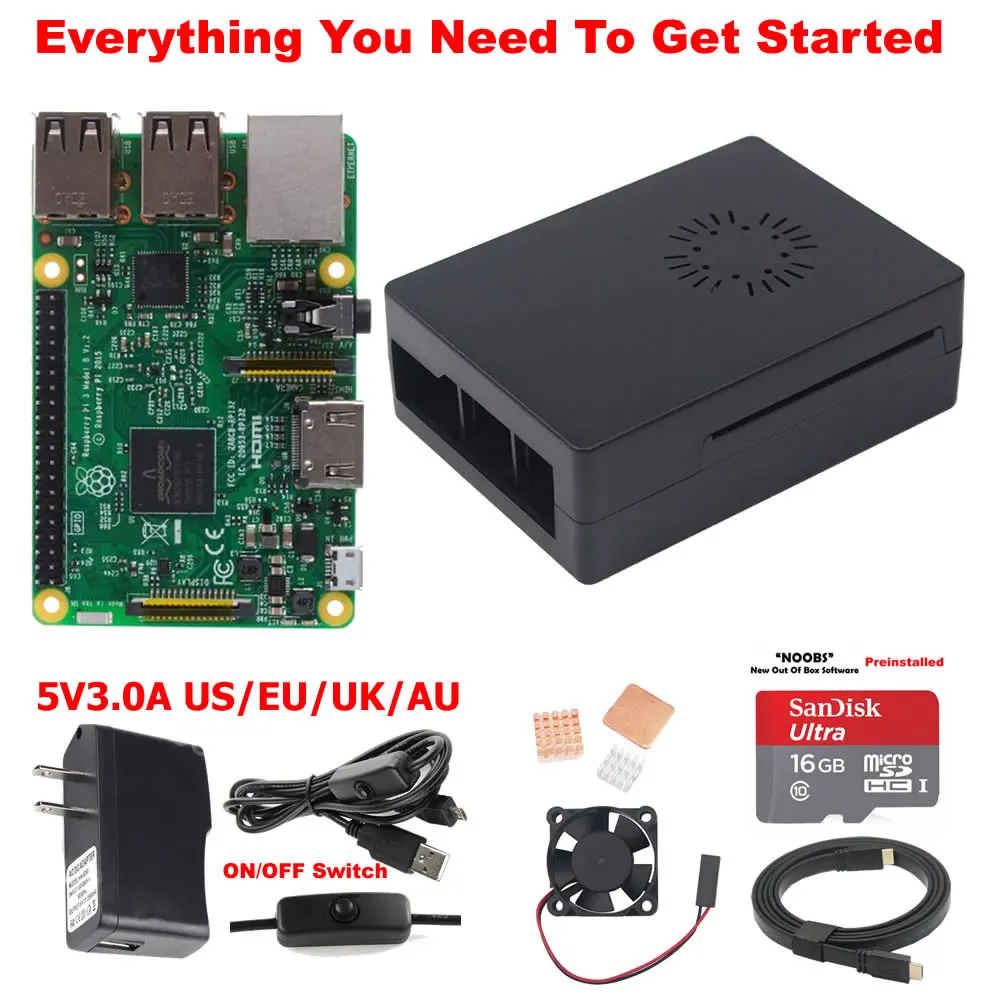 Комплект 3 Raspberry Pi 3 Model B стартовый набор - Комплект: Комплект 3