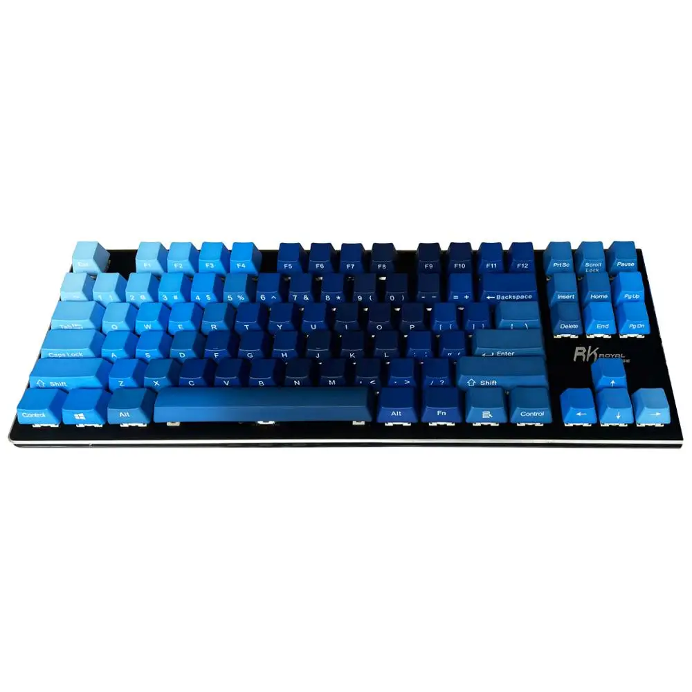 Клавишные колпачки цвета синего океана с градиентом PBT 87 108 OEM профиль ANSI ISO