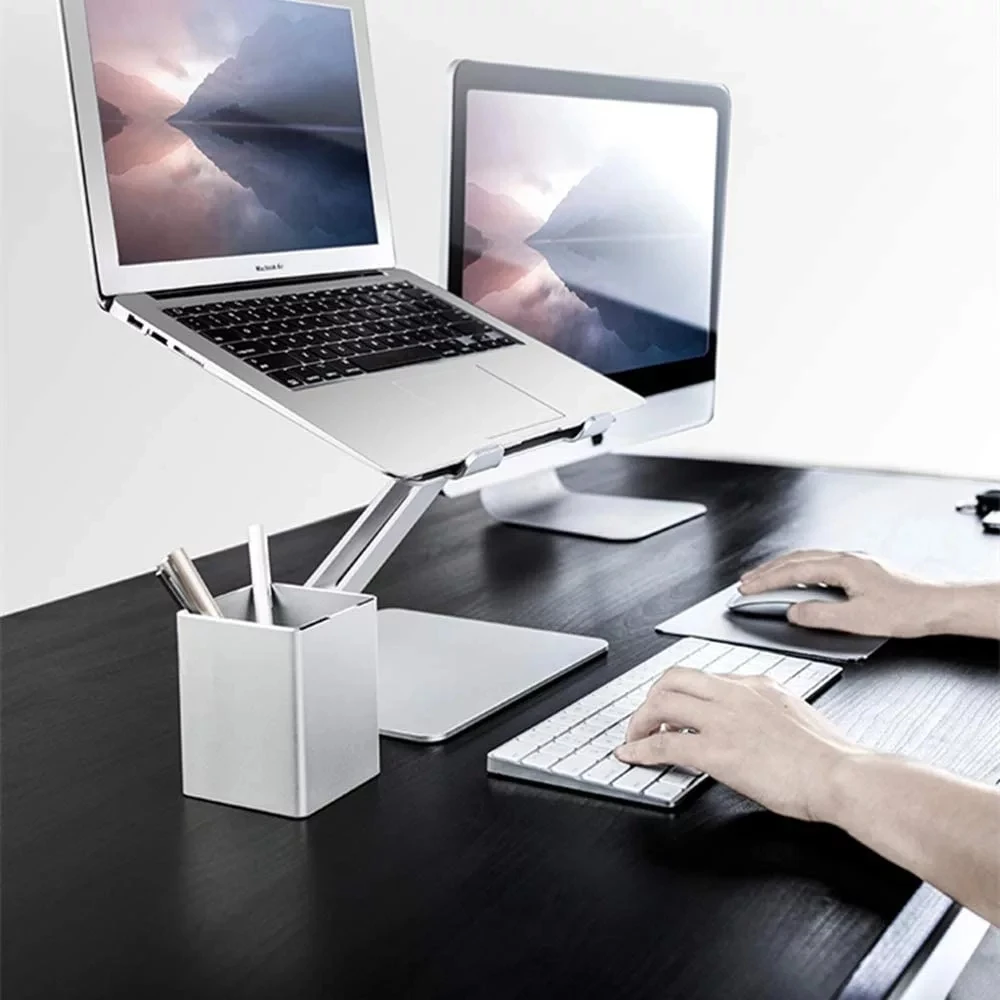 

2021 Notebook Stand Adjustable Angle Aluminum Alloy Free Lift Laptop Heighten Holder for Macbook Dell HP iPad Pro 7-17 inch