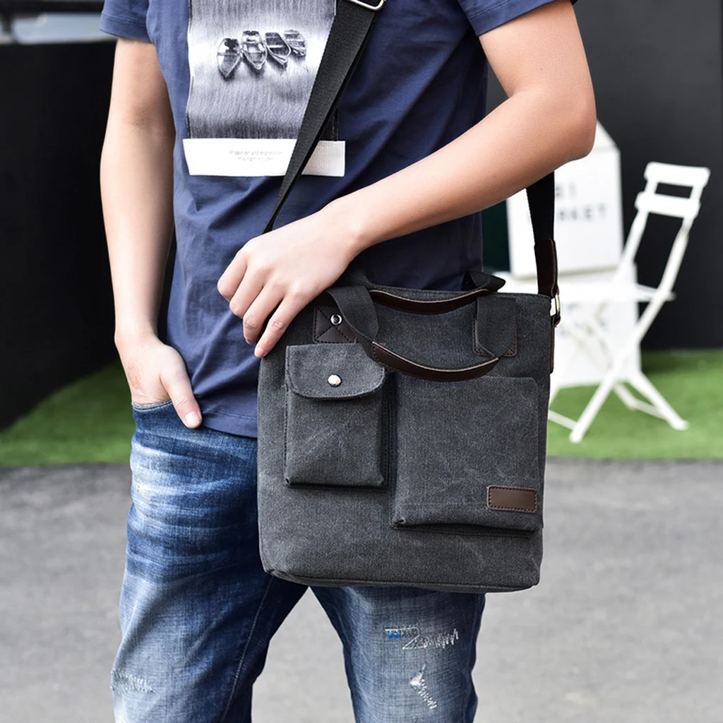 

Military Canvas Satchel School Shoulder Messenger Bag Holdall