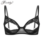 Женское кружевное сексуальное нижнее белье, эротические костюмы, Открытые бюстгальтеры, женская одежда для сна, прозрачный Бралетт с разрезом на сосках, бюстгальтер без косточек и без подкладки, Топ