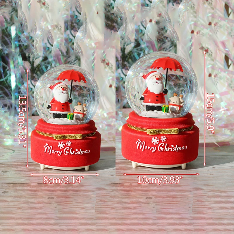 

Strongwell Merry Christmas Crystal Ball Music Box Miniature Model Santa Claus Umbrella Home Decoration Accessories Glass Ball
