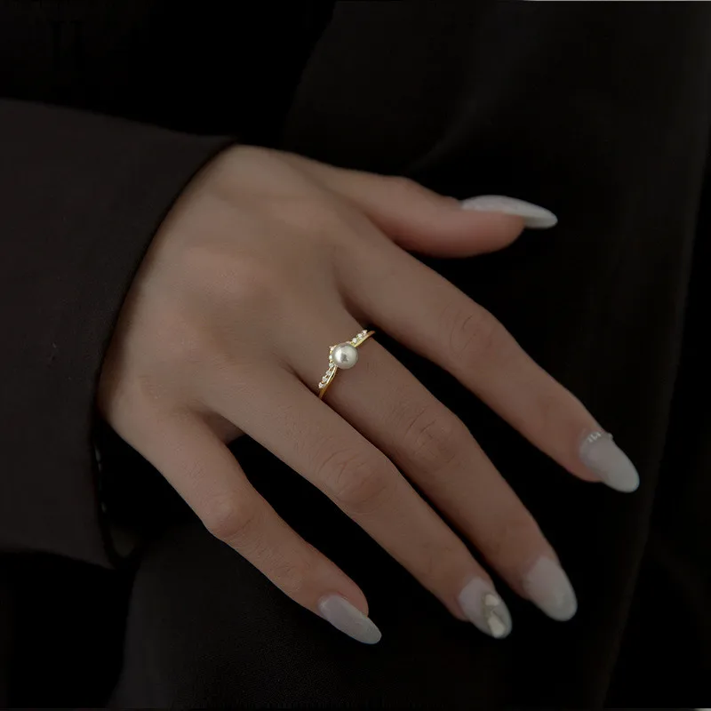 

WANTME New Arrival Minimalist Pearl Adjustable Ring for Women Real 925 Sterling Silver Wedding Anniversary Birthday Jewelry Gift