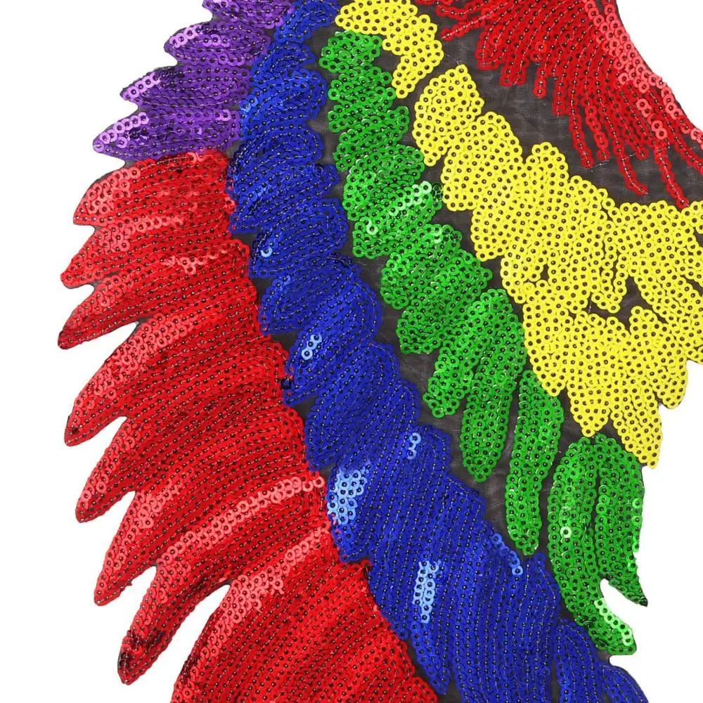 1 пара модных крупные блестки красочные крылья патч для аппликация на одежду