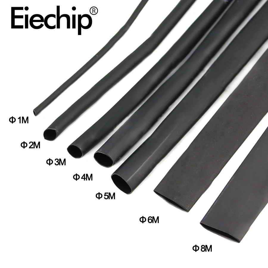 

8 Meter/set Heat Shrink Tube kit 1/2/3/4/5/6/8/10mm 2:1 Black Heat Shrink Tubing Shrinkable Sleeving Wrap DIY Connector wire kit