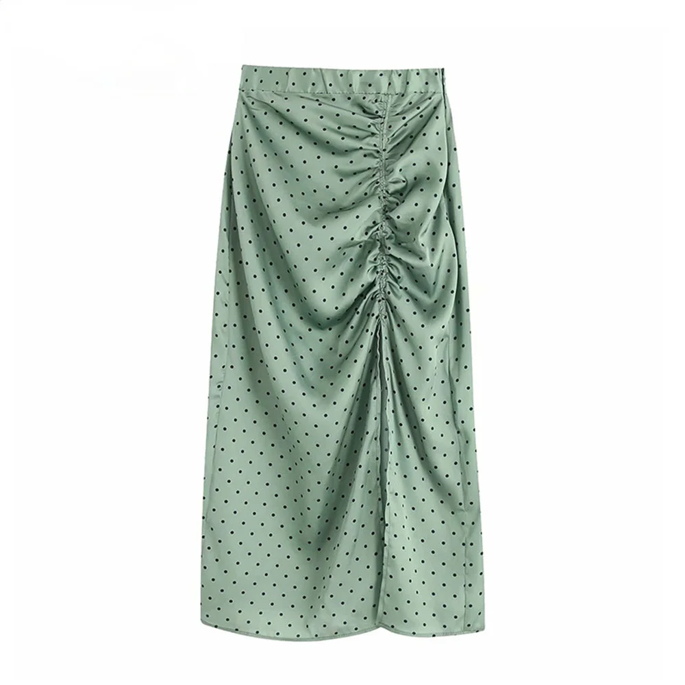 

Юбка женская плиссированная средней длины, в горошек, с эластичным поясом, с боковой молнией и разрезом, модная одежда, лето 2021