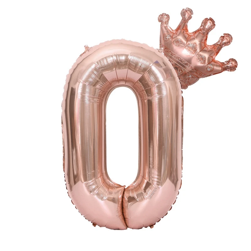 

3 Year Birthday Balloons 1st Birthday Ballon Crown Number Baloon Rose Gold Foil Balon Happy Birthday Decor Kids Girls 40inch