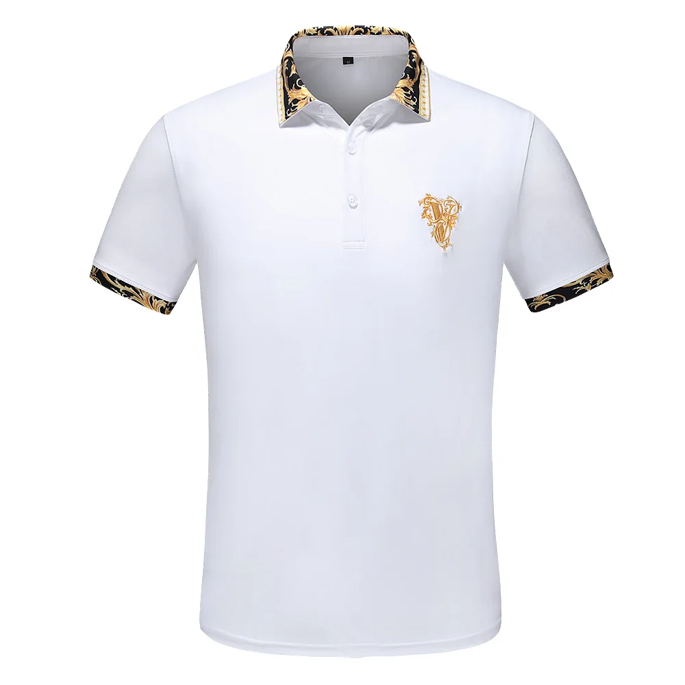 

new embroidery short-sleeved Polo Shirts men's summer British fashion men's cotton lapel knitted polo shirt