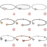 hot sale classic series charms 925 sterling solid silver bracelet snake chain style open bangle sparkling bracelet women jewelry