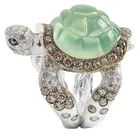 Популярные модные милые кольца Стразы в виде зеленой черепахи с животными для ползания для женщин и девушек Гламурные украшения