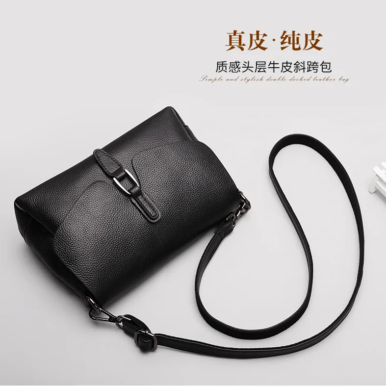 New Leather Cowhide Retro Handmade Women Bag  Large Capacity Handbag High Quality Leisure Solid Color Shoulder  Bags