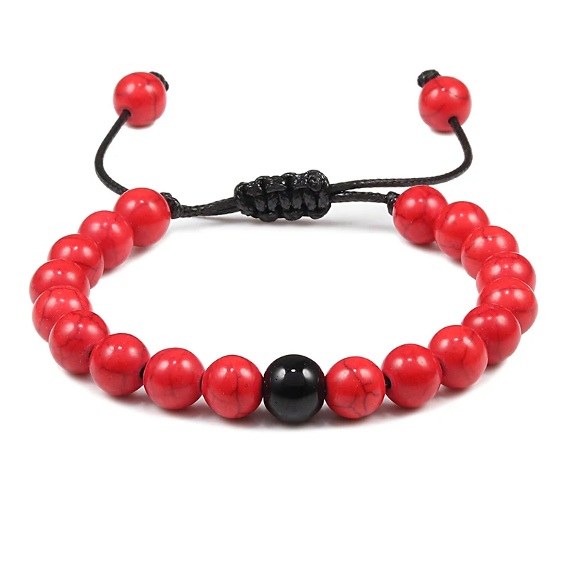 Шарм 8 мм бусины Регулируемый расстояние браслет мужской женский натуральный