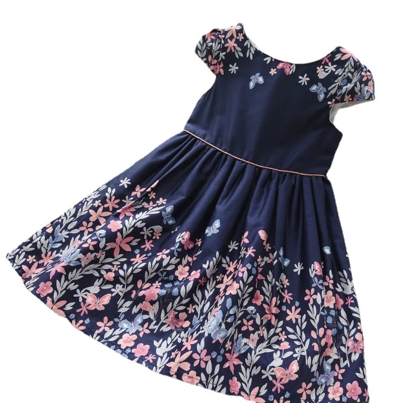 

Girls Summer Short-sleeved Butterfly Flower Print Princess Dress Toddler Summer Clothes 2021 Flower Girl Dresses Baby Clothing