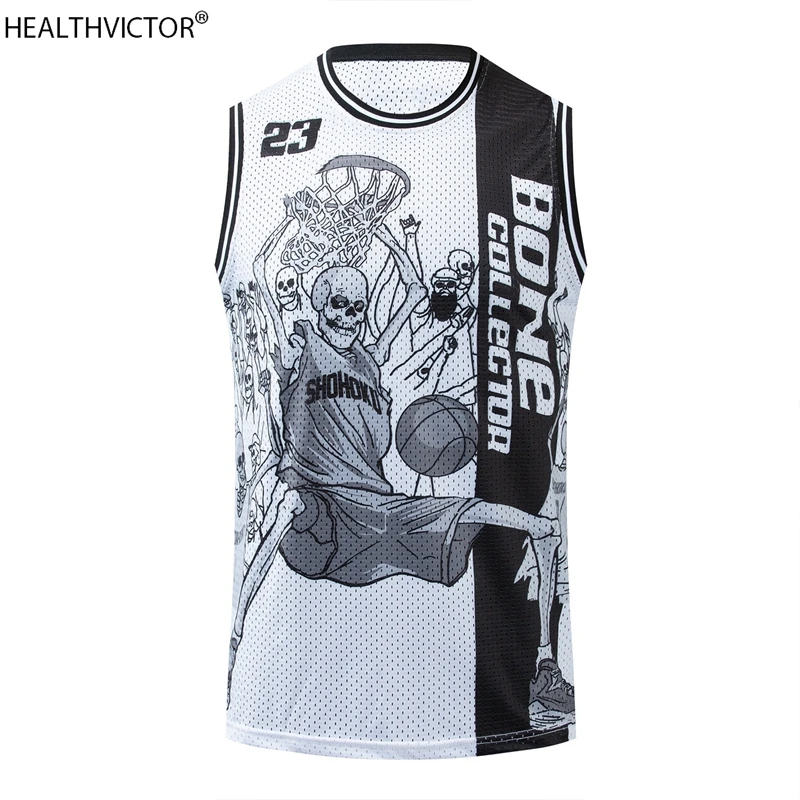

Quick Dry Breathable Skull Halloween Number 23 Tank Tops Sports Gym Sleeveless O-neck Unisex Men Women Basketball Jersey Vest