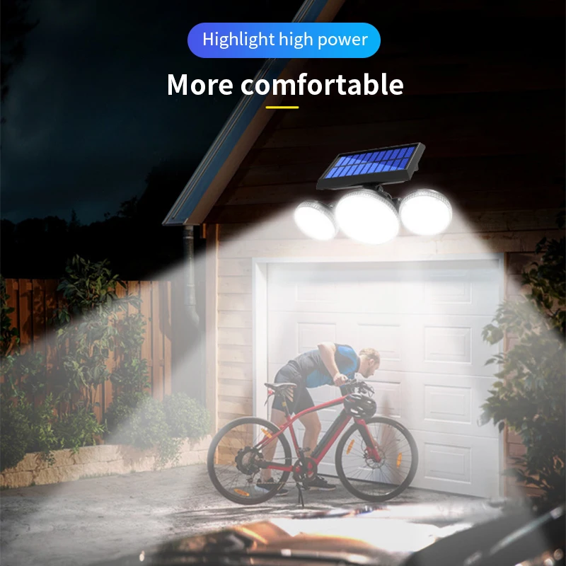 

70LED Solar Powered Light Outdoor Sunlight Waterproof Solar Wall Lamp 3 Head Modes Sensor Garden Decoration Yard Path Lighting