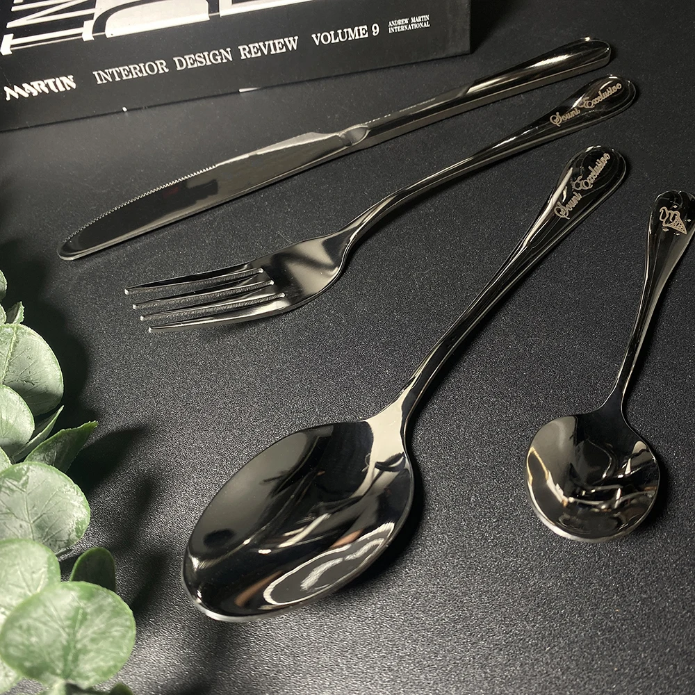 Personalized Wedding Party Spoon Knife 4 Pieces Set Custom  Tableware Forks Knives Stainless Steel Dessert Western Food Sets