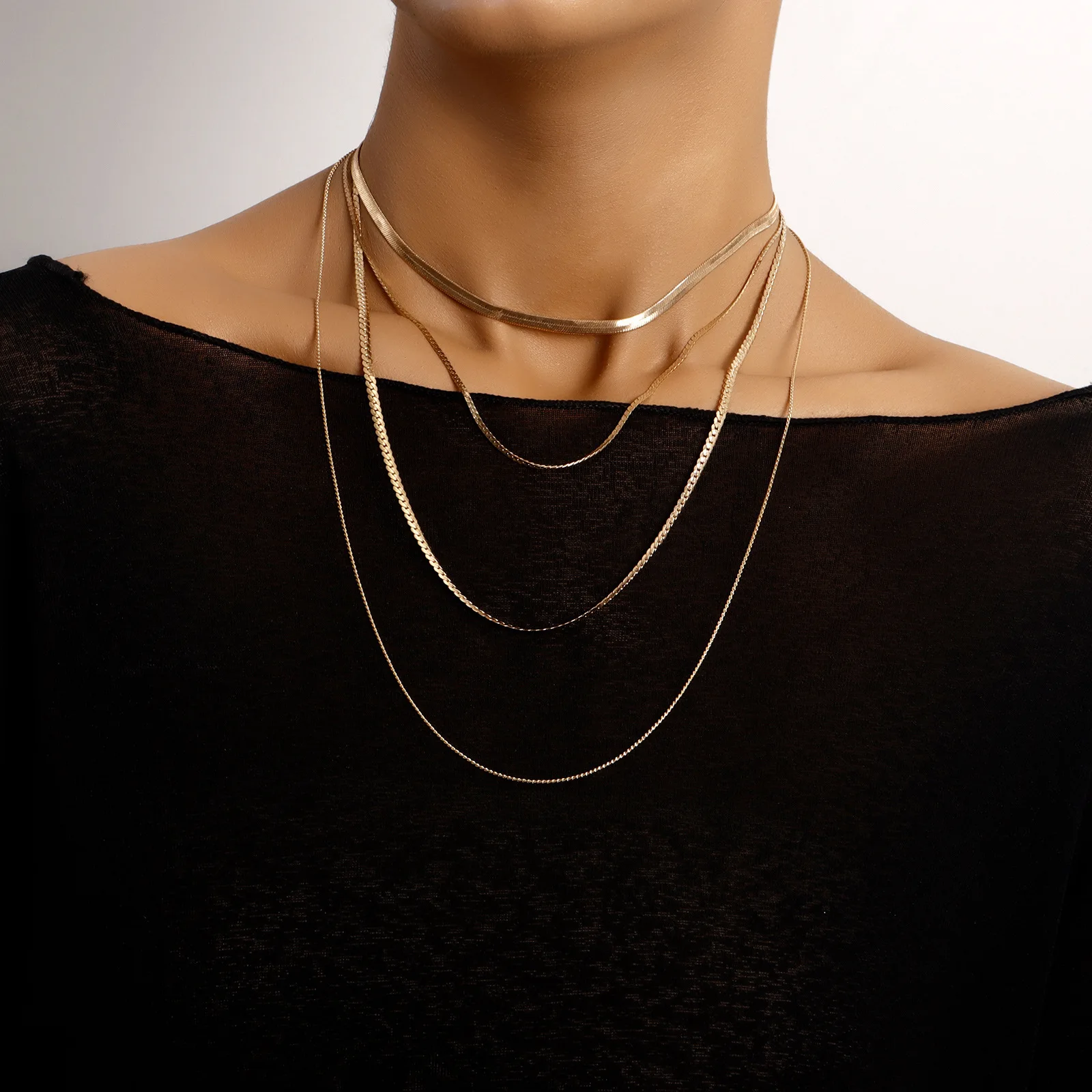 

Gold Color Snake Chains Choker Clavicle Chains Necklaces for Women Layered Necklace Female 2021 Fashion Jewelry Simple New