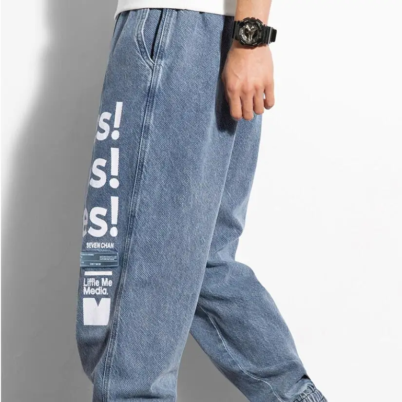 

2021 New Hip Hop Harem Jeans Pants Men Loose Joggers Denim Casual Sweatpants Korea Ankle Length Trousers Streetwear Male Clothes