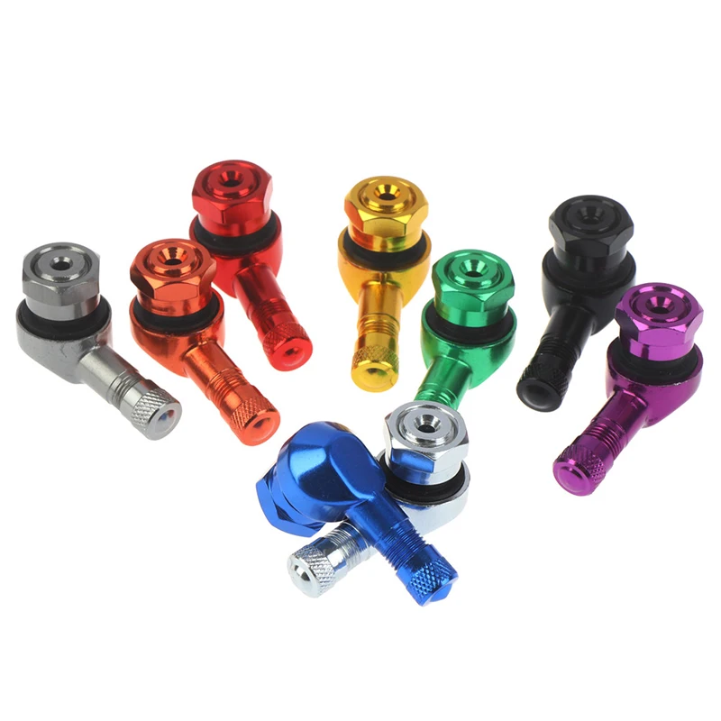 2Pcs/Set CNC Motorcycle 90 Degree Angle Wheel Tire Stem Tubeless Valve Aluminum |