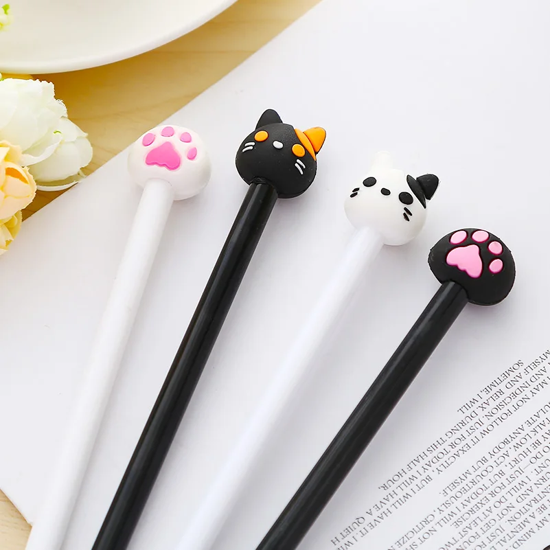 12 шт./компл. корейский Кот каваии гелевые ручки милые лапы Цвет: белый черный