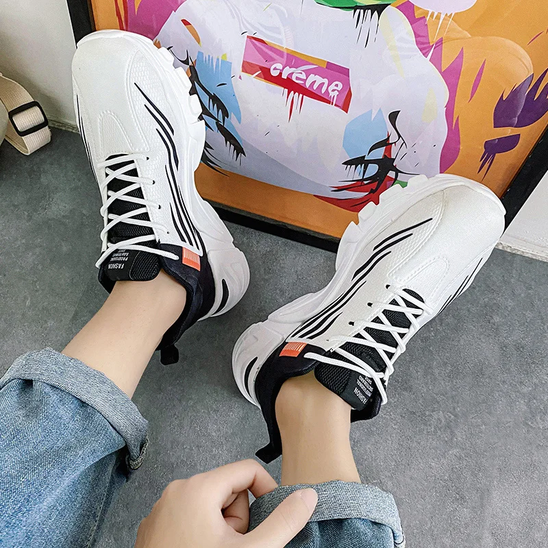 

Men Sneakers Breathable Running Shoes Outdoor Sport Fashion Comfortable Casual Thick-Soled Mens Shoes Zapatos De Mujer