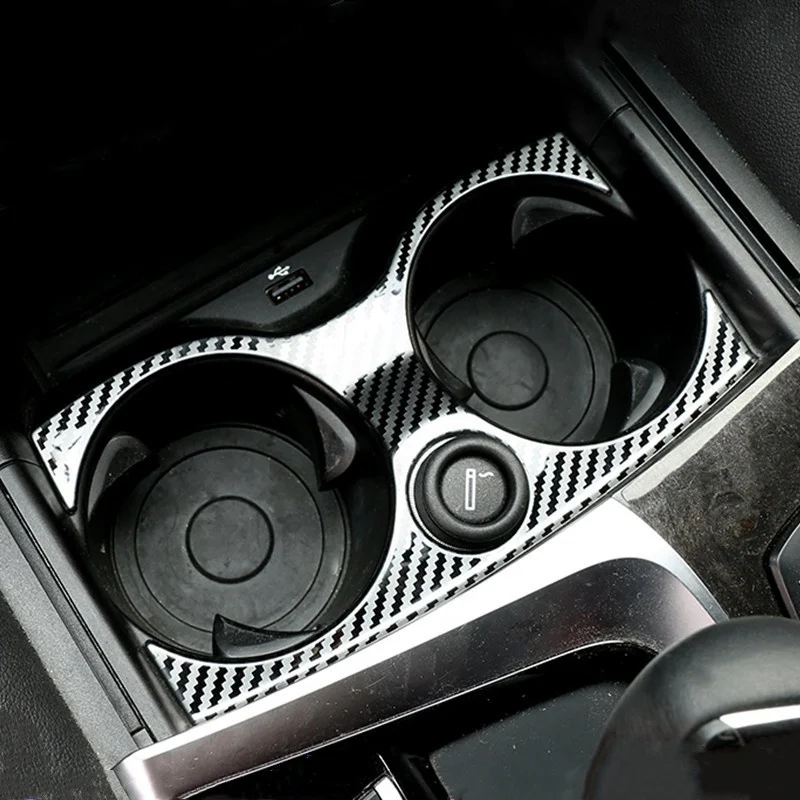 

Car Styling Carbon Fiber Color Console Water Cup Holder Frame Cover Trim For BMW 5 Series G30 2018-20 Interior Accessorries