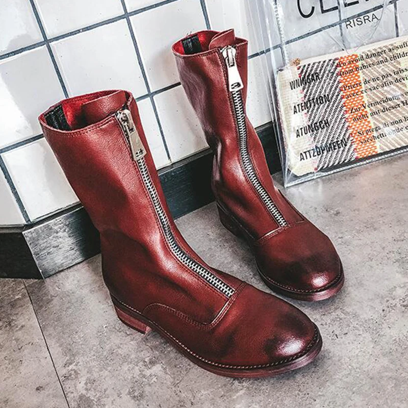 Новые модели женская обувь из натуральной кожи Зимние женские полусапожки на