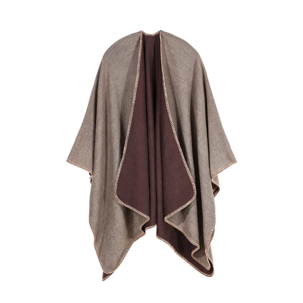 Зимний плащ женский Мягкий кашемировый однотонный кардиган накидка шаль пальто