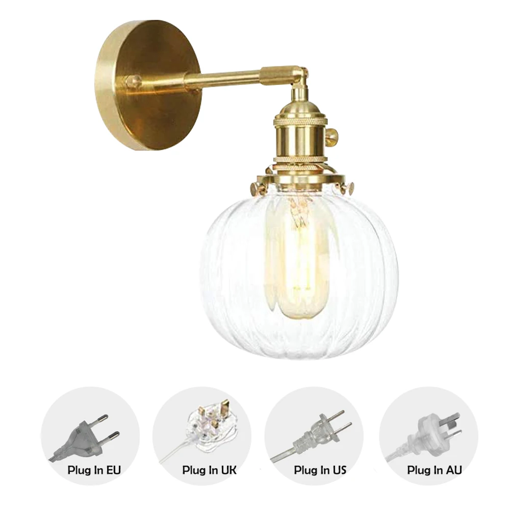 Настенное бра из античного латуни прозрачный Регулируемый (вверх или вниз)